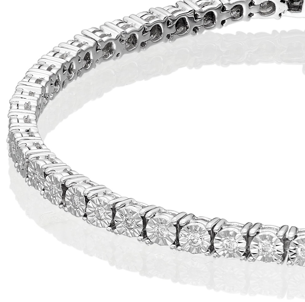 Buy 14k Yellow Gold Round 7 Pointer Diamond Illusion Tennis Bracelet 4.40mm  3.50ct Online at SO ICY JEWELRY