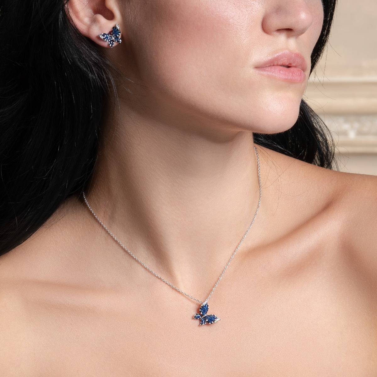 Sterling silver blue sales sapphire necklace