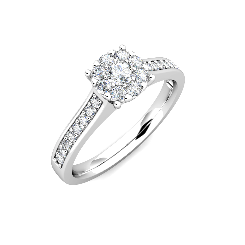 Passion Diamond Cluster Engagement Ring 0.30ct Diamonds in 18K White Gold