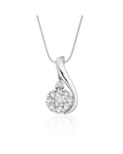 Treble Clef 0.30ct Cluster Diamond Pendant In 9K White Gold
