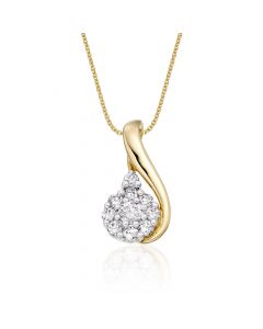Treble Clef 0.30ct Cluster Diamond Pendant In 9K Yellow Gold