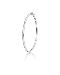 Channel Set 0.40ct Diamond Bangle In 18K White Gold