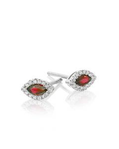 0.35ct Ruby Earrings with Diamond Halo 9K White Gold