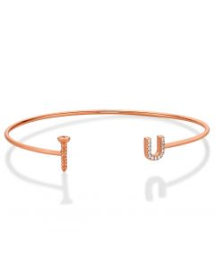 Rose Gold Plated Sterling Silver 'Screw-U' Bangle with Cubic Zirconia