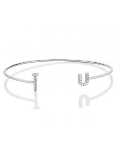Sterling Silver 'Screw-U' Bangle with Cubic Zirconia Stones
