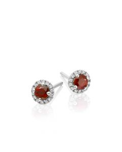 0.40ct Ruby Stud Earrings with Diamond Halo 9K White Gold