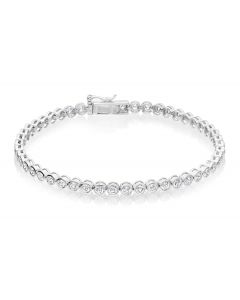 Diamond Tennis Bracelet 3ct G/HSI Quality Bezel Set 18K White Gold