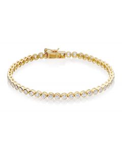 Diamond Tennis Bracelet 3ct G/HSI Quality Bezel Set 18K Yellow Gold