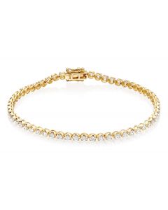Diamond Tennis Bracelet 2ct G/HSI Quality Basket Claw 18K Yellow Gold