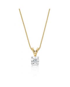 Solitaire 0.20ct 4 Claw Round Diamond Pendant In 9K Yellow Gold