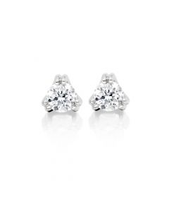 Diamond Stud Earrings 0.10ct 3 Claw 9K White Gold-G/HSI