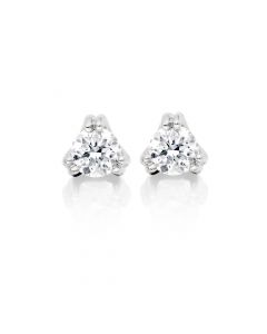 Diamond Stud Earrings 0.30ct 3 Claw 9K White Gold-G/HSI