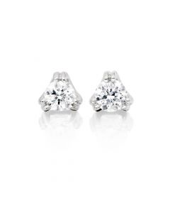 Diamond Stud Earrings 0.40ct 3 Claw 18K White Gold-G/HSI