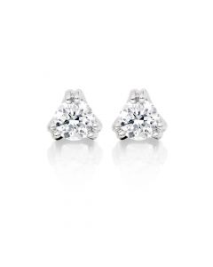 Diamond Stud Earrings 0.40ct 3 Claw 9K White Gold-G/HSI