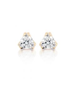 Diamond Stud Earrings 0.10ct 3 Claw 18K Yellow Gold-G/HSI