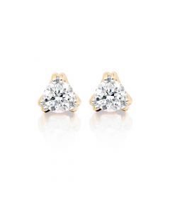 Diamond Stud Earrings 0.30ct 3 Claw 18K Yellow Gold-G/HSI