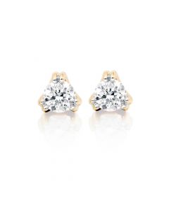 Diamond Stud Earrings 0.40ct 3 Claw 18K Yellow Gold-G/HSI