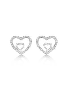 Amour Diamond Heart Earrings 0.20ct Diamond Studs in 18K White Gold