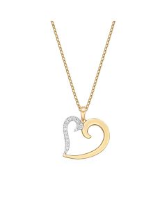 Kiss Diamond Heart Pendant Necklace 0.11ct Diamond 9K Yellow Gold