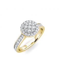 Glimmer Diamond Cluster Engagement Ring 0.35ct Diamonds in 18K Yellow Gold