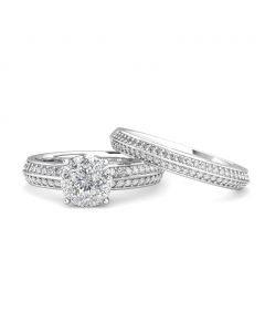 Glamour Diamond Cluster Engagement Ring 0.50ct Diamonds in 18K White Gold