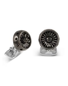 Deakin & Francis Aircraft Jet Turbine Cufflinks Black Rhodium Plated