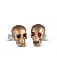 Deakin & Francis Skull Cufflinks Satin Rose Gold Finish LED Red Eyes
