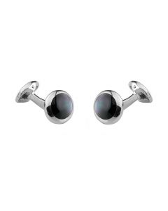 Deakin & Francis Sterling Silver Cufflinks With Oval Mother of Pearl