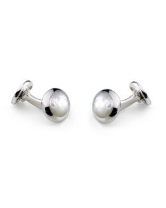 Deakin & Francis Sterling Silver Oval Cufflinks With Mother of Pearl