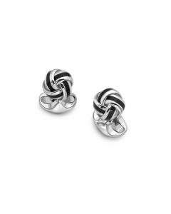 Deakin & Francis Sterling Silver Knot Cufflinks With Black Enamel