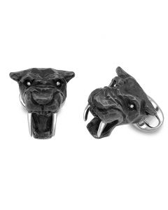 Deakin & Francis Sterling Silver Black Saber-Tooth Tiger Cufflinks