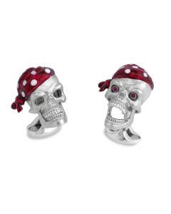 Deakin & Francis Skull Cufflinks In Sterling Silver With Ruby Eyes