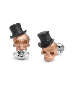 Deakin & Francis Skull Cufflinks With Top Hat in Sterling Silver