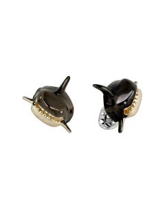 Deakin & Francis Shark Head Cufflinks Sterling Silver With Enamel