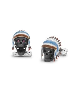 Deakin & Francis Native Indian Skull Cufflinks In Sterling Silver