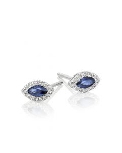 0.35ct Sapphire Earrings with Diamond Halo 18K White Gold