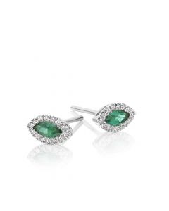 0.25ct Emerald Earrings with Diamond Halo 9K White Gold