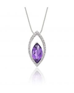 1.05ct Amethyst With 0.16ct Diamond Pendant In 9K White Gold