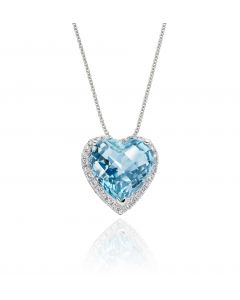 4.50ct Blue Topaz With 0.15ct Diamond Pendant In 9K White Gold