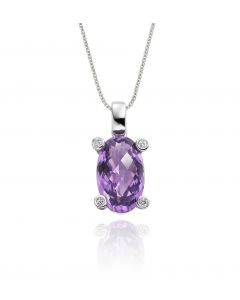 2.75ct Amethyst With 0.03ct Diamond Pendant In 9K White Gold