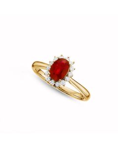 Ruby Ring 5x7mm Oval Ruby & 0.21ct Diamonds in 18K Yellow Gold