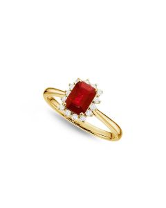 Ruby Ring 5x7mm Ruby & 0.21ct Diamonds in 18K Yellow Gold