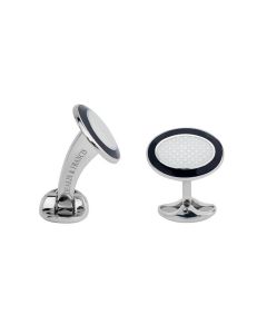 Deakin & Francis Sterling Silver Oval Cufflinks With Black Enamel