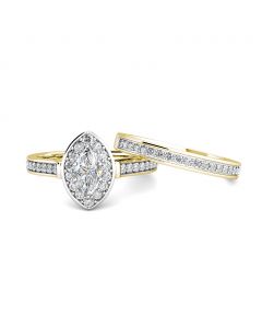 Marquise Diamond Cluster Engagement Ring 0.40ct Diamonds in 18K Yellow Gold