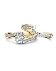 Twirl Diamond Cluster Engagement Ring 0.40ct Diamond in 18K Yellow Gold