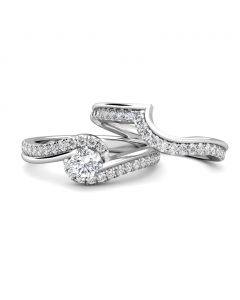 Twirl Diamond Cluster Engagement Ring 0.40ct Diamond in 18K White Gold