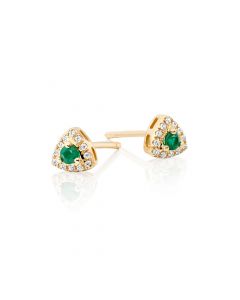 0.10ct Emerald Earrings with Diamond Halo 9K Yellow Gold