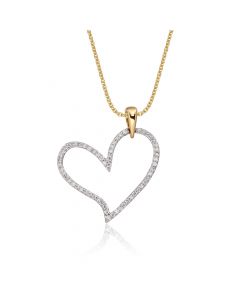 Open Diamond Heart Pendant 0.25ct Diamond 9K Yellow Gold