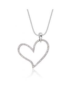 Open Diamond Heart Pendant 0.25ct Diamond 9K White Gold