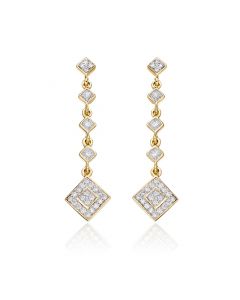 Drop 0.50ct Diamond Earrings In 9K Yellow Gold